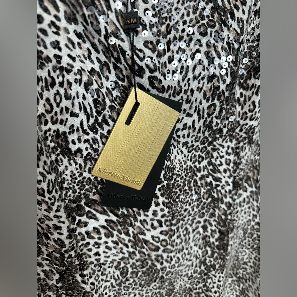 Alberto Makali women’s all over sequence, leopard print dress with double straps - Picture 8 of 17
